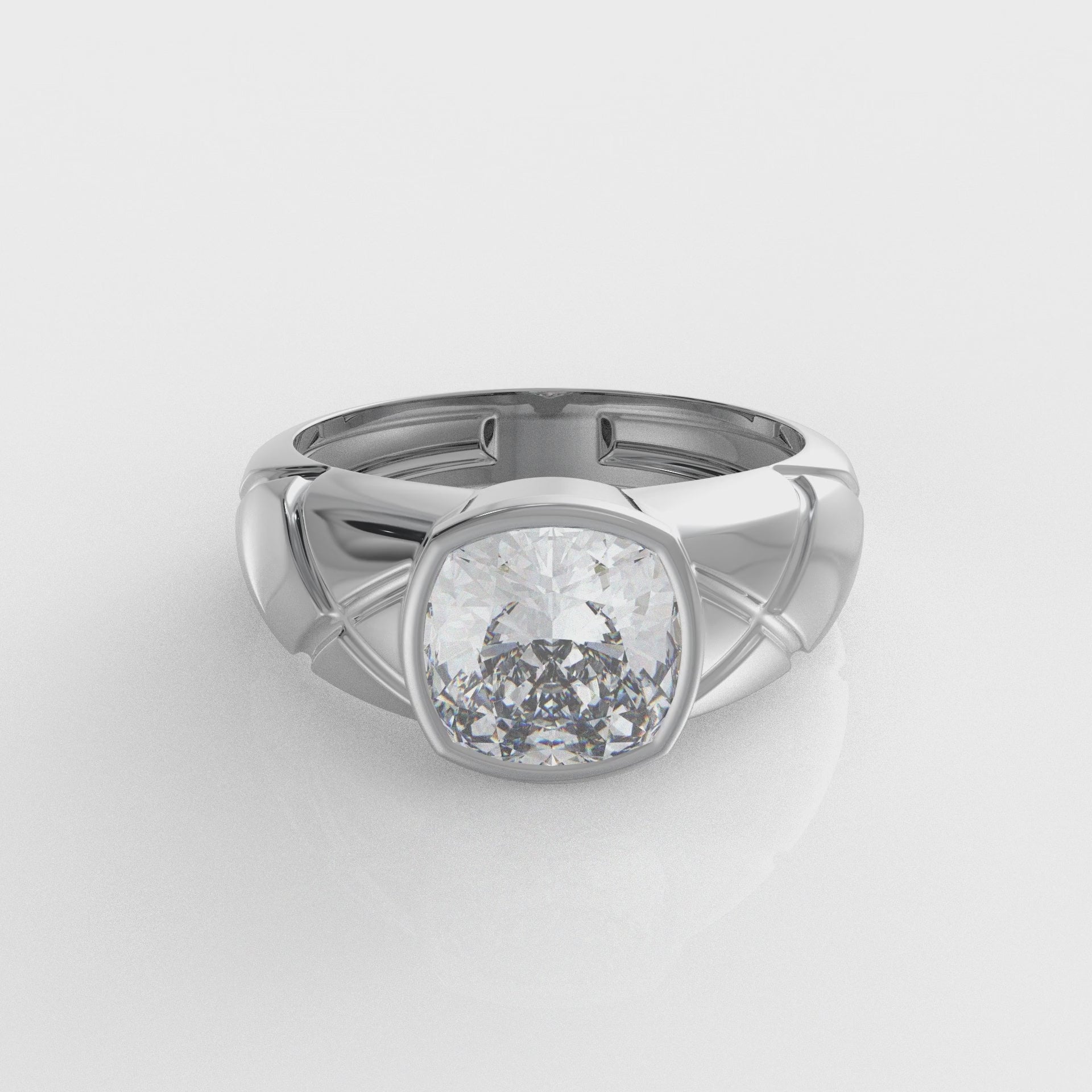 Cushion Cut Moissanite Diamond Ring in Gold