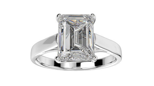 Talia Sterling Silver and Moissanite Solitaire Ring - Emerald Cut