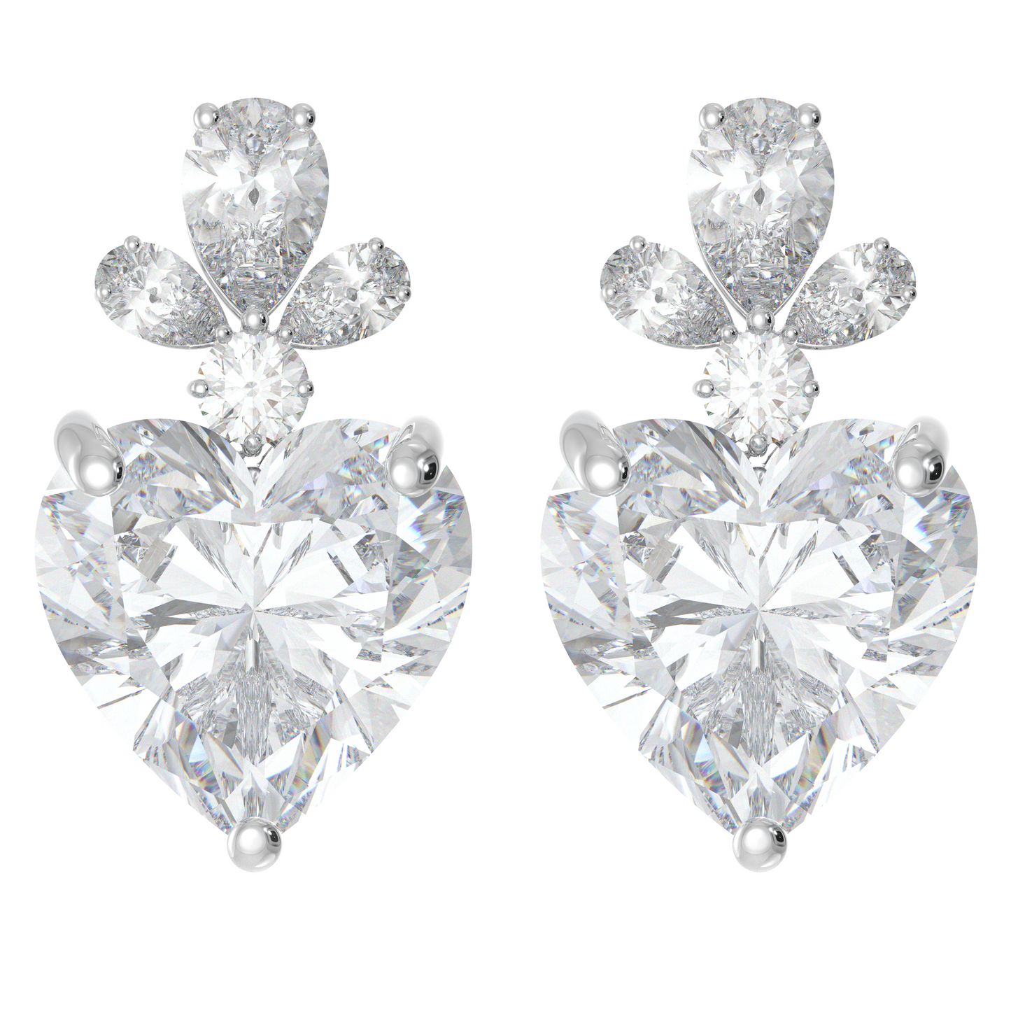 Heart High luxury jewellery moissanite diamond pendant and Earring set in Gold