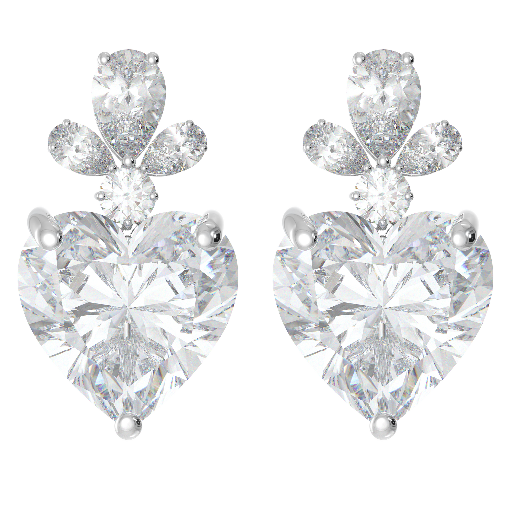 Heart High luxury jewellery moissanite diamond pendant and Earring set in Gold