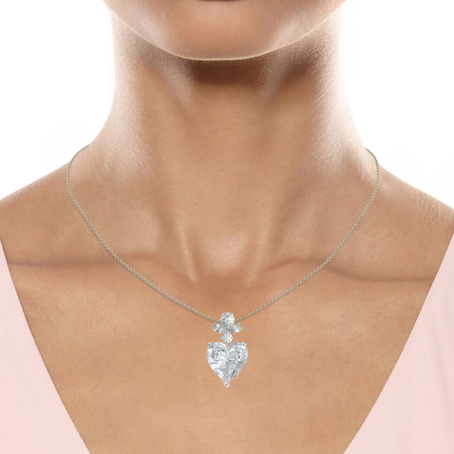 Heart High luxury jewellery moissanite diamond pendant and Earring set in Gold