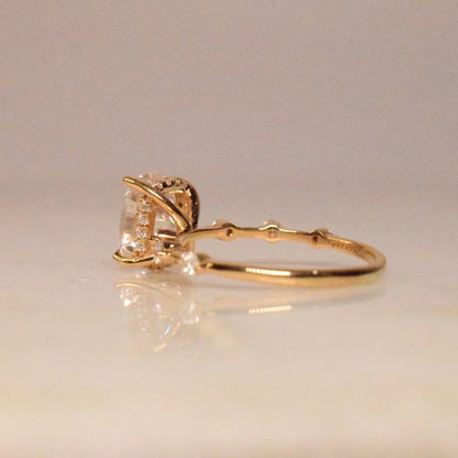 Moissanite Elongated Cushion cut diamond ring