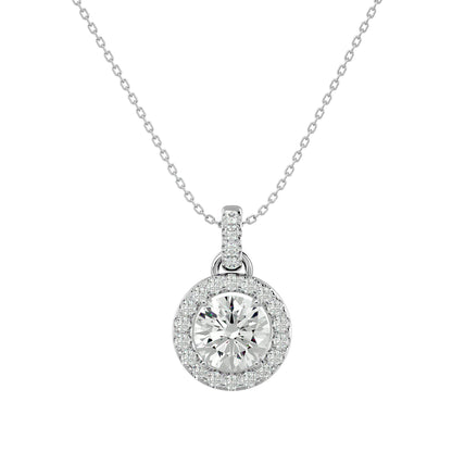 Halo pendant Necklace - 1.51 Ct