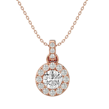 Halo pendant Necklace - 2.34 Ct