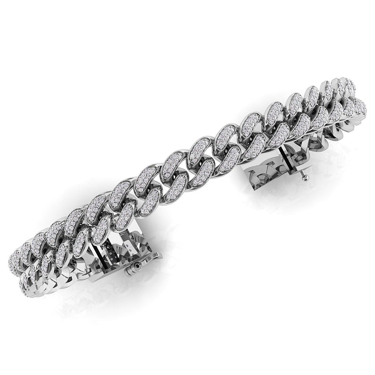 Moissanite cuban bracelet in gold and sterling silver