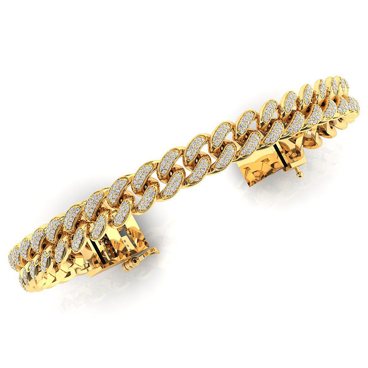 Moissanite cuban bracelet in gold and sterling silver