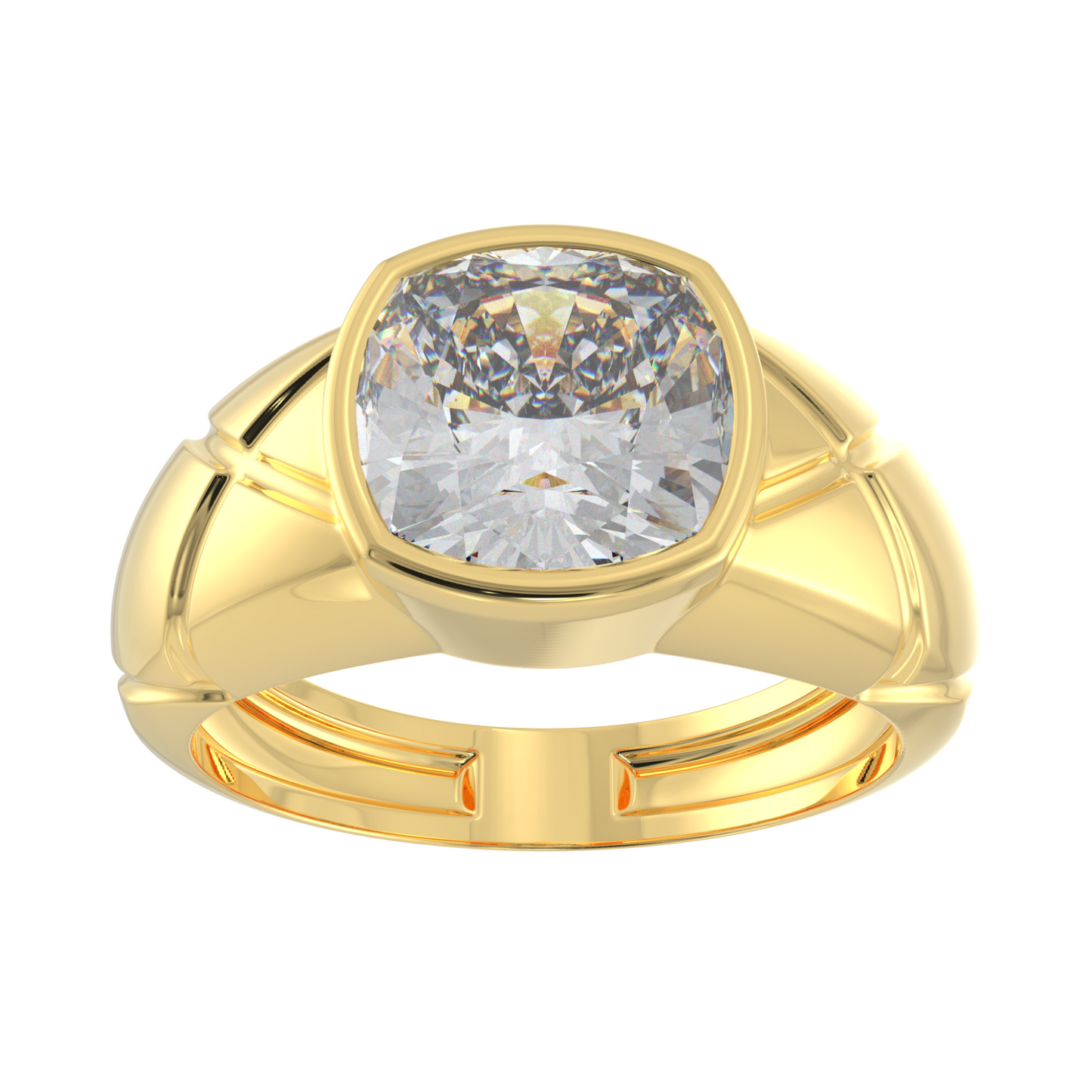 Cushion Cut Moissanite Diamond Ring in Gold