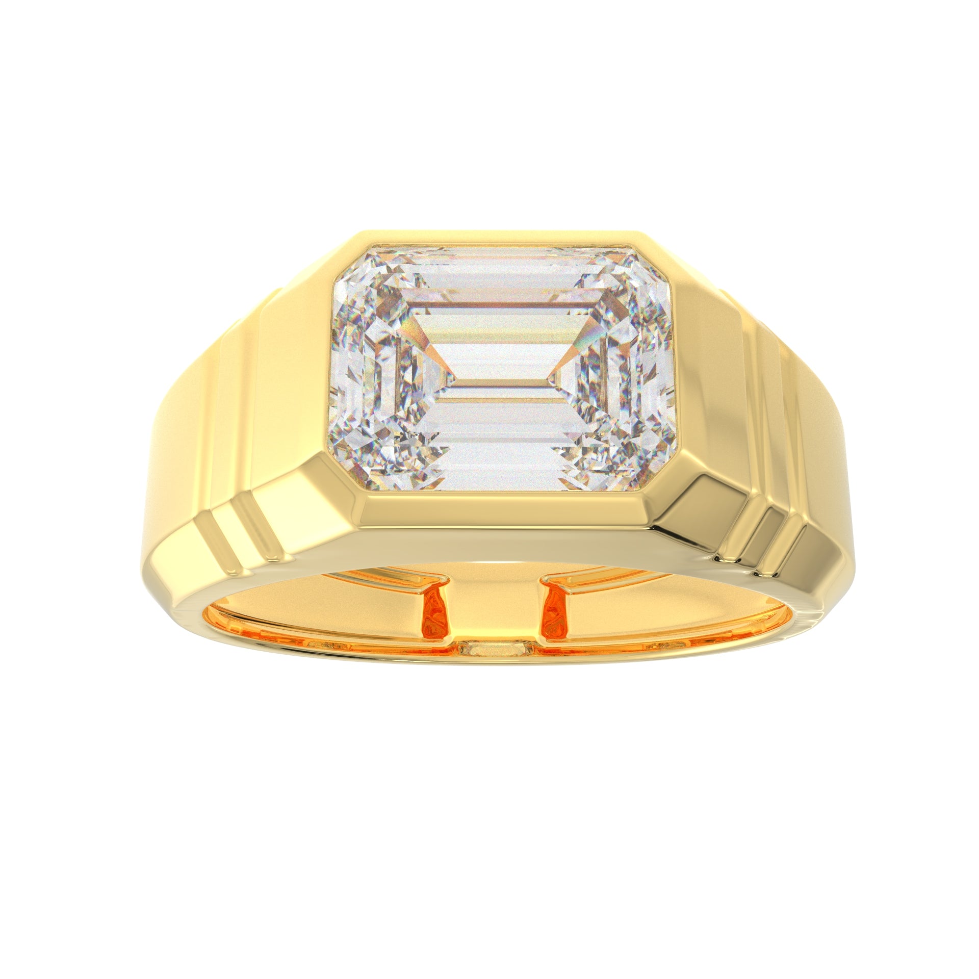 Remarkable Yellow Gold Satin Mens Ring