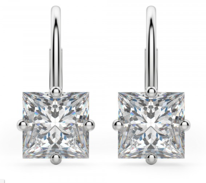 Princess Drops Brilliant Cut Solitaire Earring 1 to 10 CT