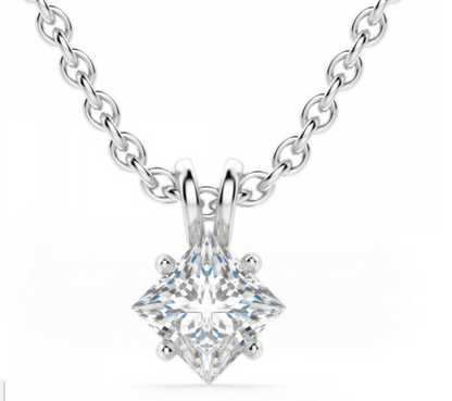 Solitaire princess moissanite diamond pendant 