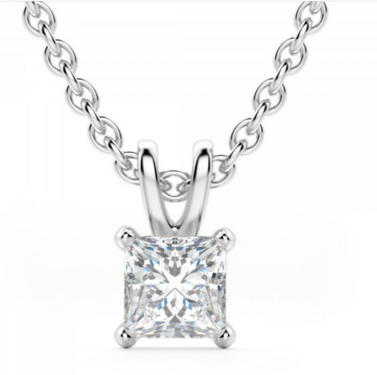 Princess Brilliant Cut Solitaire Pendant 1 to 5 CT