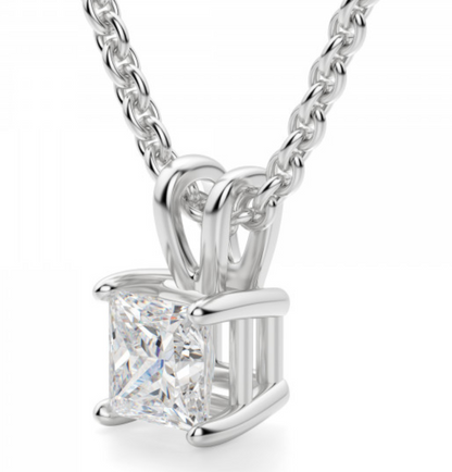 Princess Brilliant Cut Solitaire Pendant 1 to 5 CT