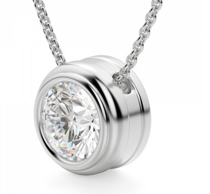 Round Brilliant Cut Solitaire Pendant - Bezel Setting 1 to 5 CT