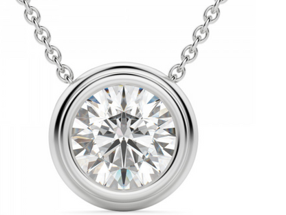 Round Brilliant Cut Solitaire Pendant - Bezel Setting 1 to 5 CT