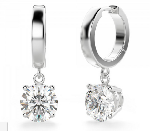 Round Drops - Type 2 Brilliant Cut Solitaire Earring 1 to 10 CT