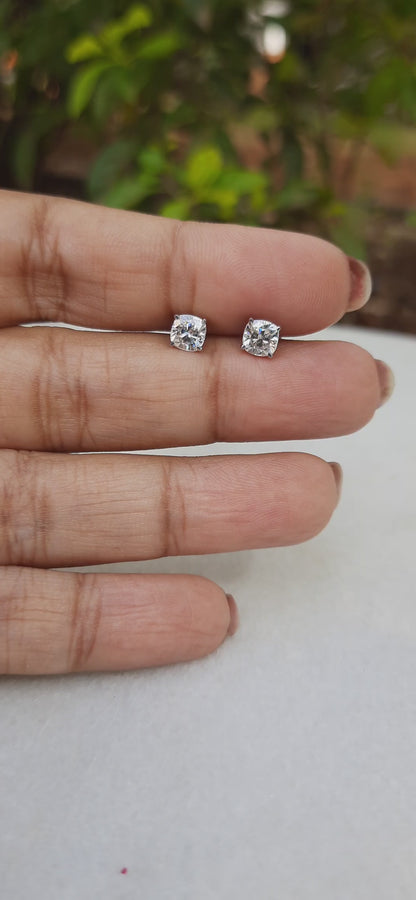 Cushion Brilliant Cut Solitaire Earring 1 to 10 CT