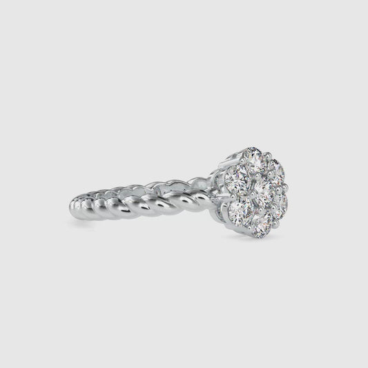 Gold and Moissanite diamond Cluster Ring - 0.7 Ct