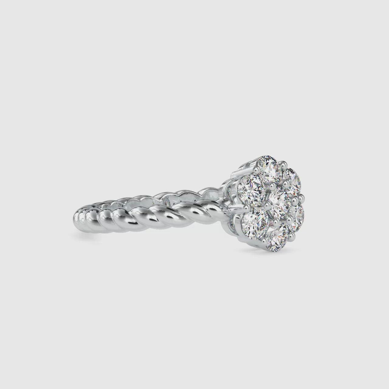 Gold and Moissanite diamond Cluster Ring - 0.7 Ct