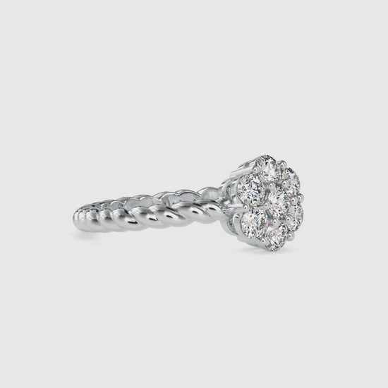 Gold and Moissanite diamond Cluster Ring - 0.7 Ct
