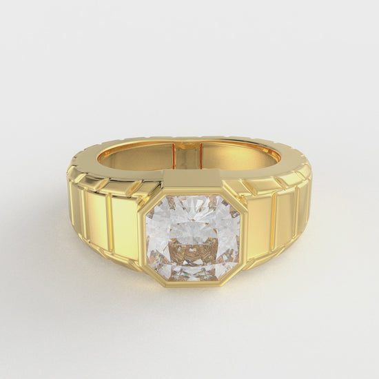 Square Radiant Cut Moissanite Diamond Men Ring in Gold and Silver