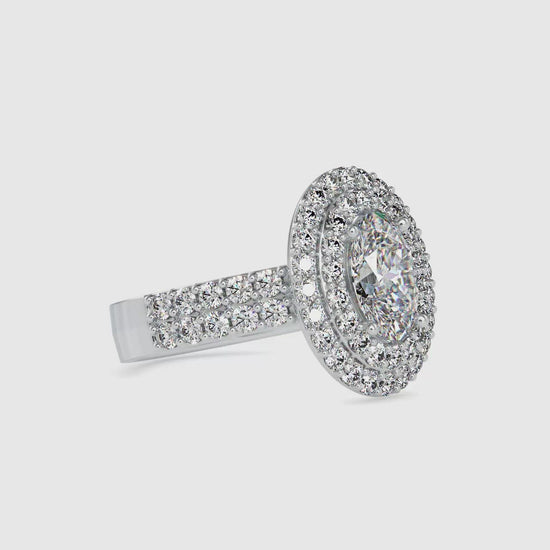Moissanite diamond Halo Ring in Sterling Silver and Gold - 3.12 Ct - DOC0036