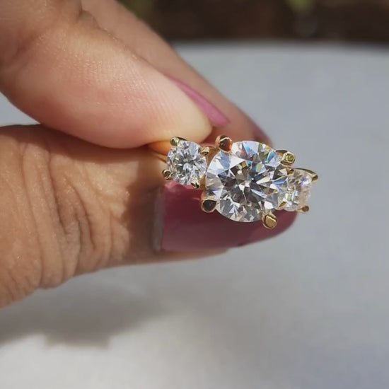 Threestone Moissanite Diamond Engagement Ring