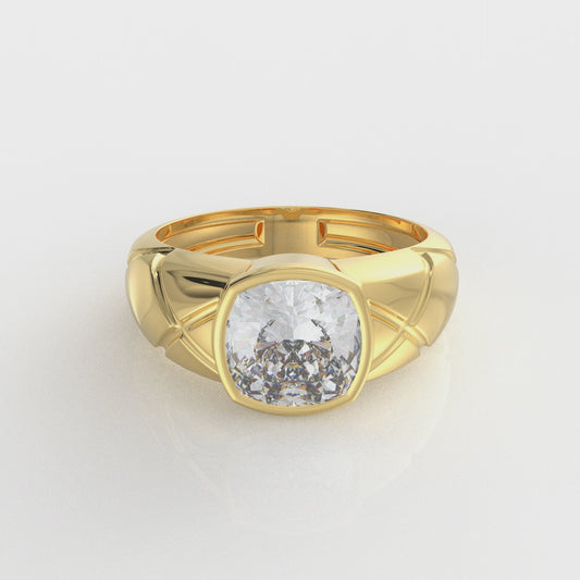 Cushion Cut Moissanite Diamond Ring in Gold