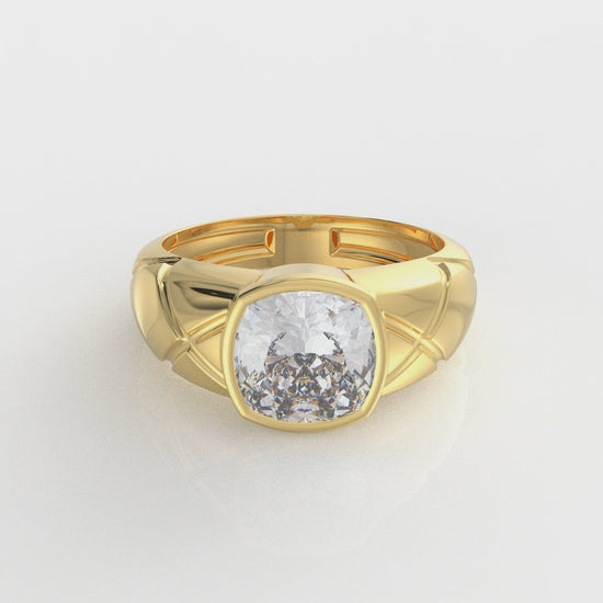 Cushion Cut Moissanite Diamond Ring in Gold