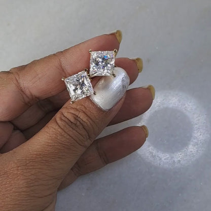 Princess Cut Solitaire Earrings