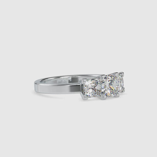 The Selene Moissanite Three Stone diamond Ring IN Gold and Sterling Silver - 2.89 Ct -