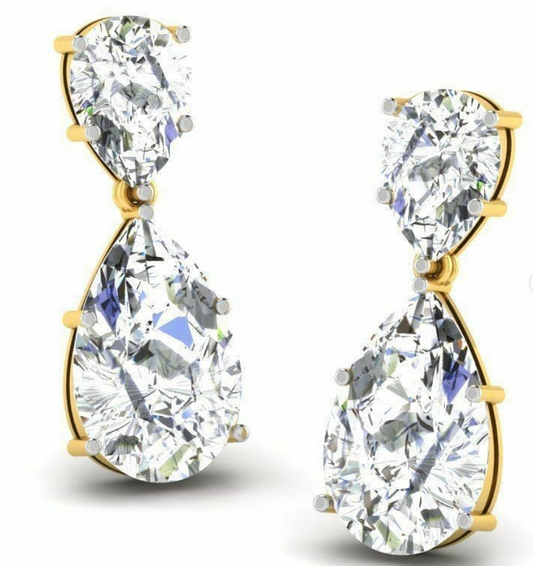 Moissanite Pear Dangler Earring in gold and silver- 10 Cts - 72021PNRG51
